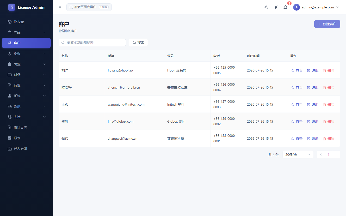 LicenseManager 客户管理：客户档案、归属与联系方式