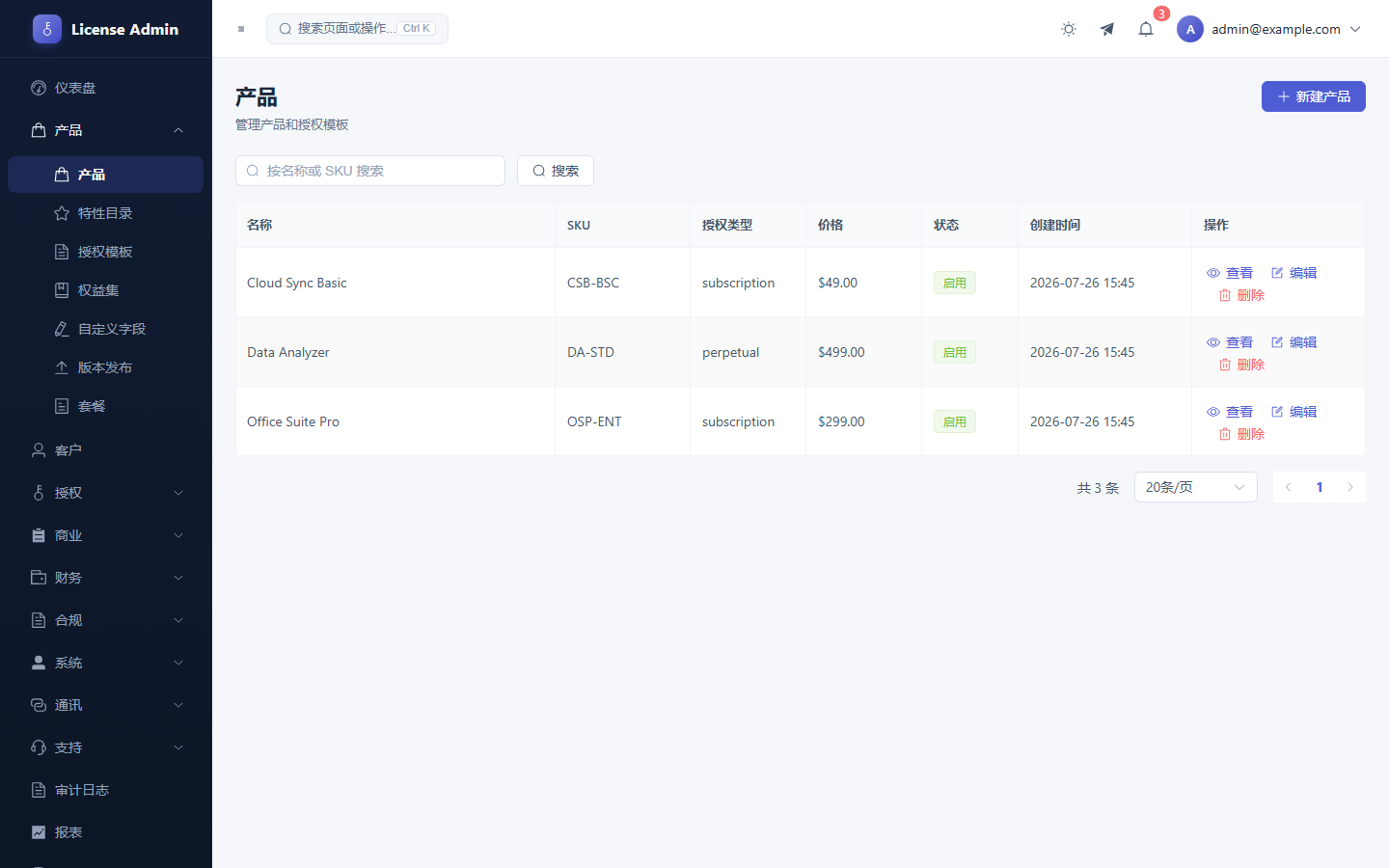 LicenseManager 产品管理：产品线、版本与功能开关维护